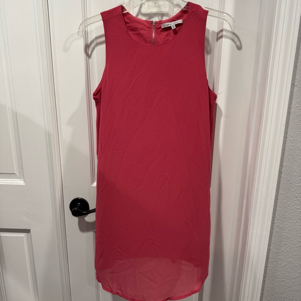 Naked Zebra Sleeveless Shift Dress‎ – Coral Pink, Size Small